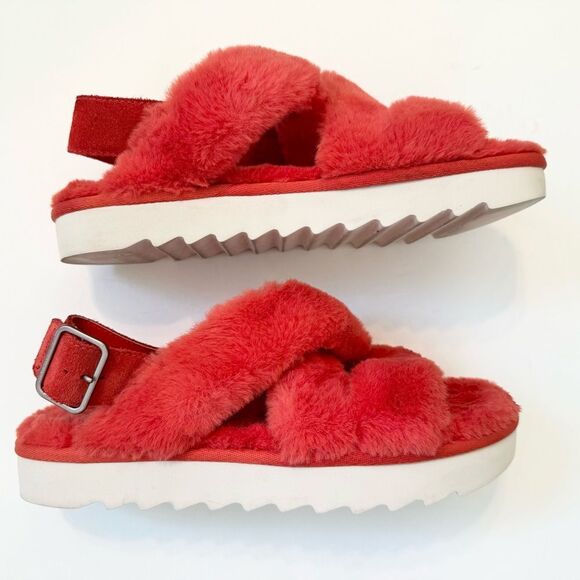 Koolaburra By UGG Fuzz-Ee Women's Fiesta Slip-on Sandals, Bright Orange Size 8 - Picture 3 of 8